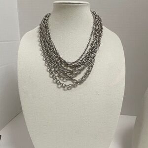 8 Chain Silver Tone Vintage Necklace Vincero Signed